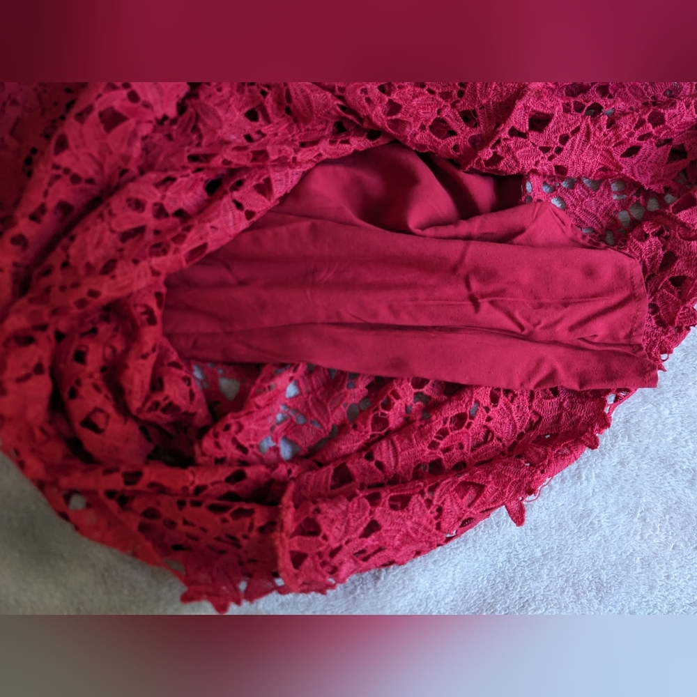 ASTR Red Lace Midi Dress - Picture 11 of 13